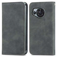 Coque Portefeuille Livre Cuir Etui Clapet S04D pour Sharp Aquos R8 Gris