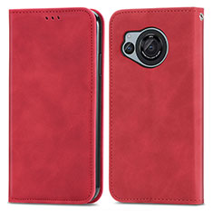 Coque Portefeuille Livre Cuir Etui Clapet S04D pour Sharp Aquos R8 Rouge