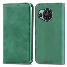 Coque Portefeuille Livre Cuir Etui Clapet S04D pour Sharp Aquos R8s Vert