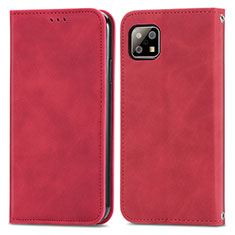 Coque Portefeuille Livre Cuir Etui Clapet S04D pour Sharp Aquos Sense6 Rouge