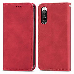 Coque Portefeuille Livre Cuir Etui Clapet S04D pour Sony Xperia 10 IV Rouge