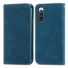 Coque Portefeuille Livre Cuir Etui Clapet S04D pour Sony Xperia 10 IV SO-52C Bleu