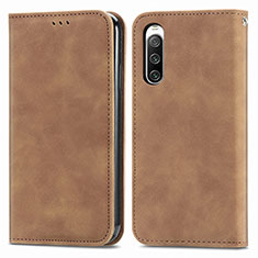 Coque Portefeuille Livre Cuir Etui Clapet S04D pour Sony Xperia 10 IV SO-52C Marron