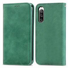 Coque Portefeuille Livre Cuir Etui Clapet S04D pour Sony Xperia 10 IV SO-52C Vert