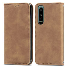 Coque Portefeuille Livre Cuir Etui Clapet S04D pour Sony Xperia 5 III Marron