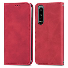 Coque Portefeuille Livre Cuir Etui Clapet S04D pour Sony Xperia 5 III Rouge