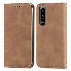 Coque Portefeuille Livre Cuir Etui Clapet S04D pour Sony Xperia 5 IV Marron