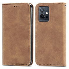 Coque Portefeuille Livre Cuir Etui Clapet S04D pour Vivo iQOO Z6 5G Marron