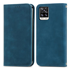 Coque Portefeuille Livre Cuir Etui Clapet S04D pour Vivo V20 (2021) Bleu