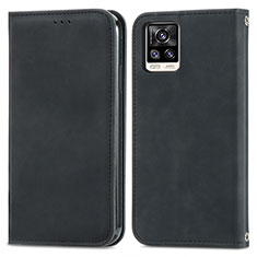 Coque Portefeuille Livre Cuir Etui Clapet S04D pour Vivo V20 (2021) Noir