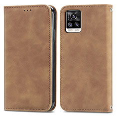 Coque Portefeuille Livre Cuir Etui Clapet S04D pour Vivo V20 Marron