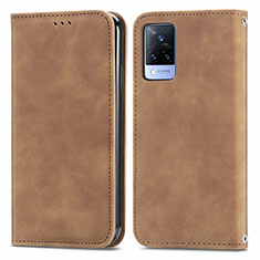 Coque Portefeuille Livre Cuir Etui Clapet S04D pour Vivo V21 5G Marron