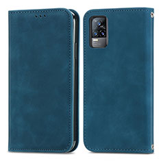 Coque Portefeuille Livre Cuir Etui Clapet S04D pour Vivo V21e 4G Bleu