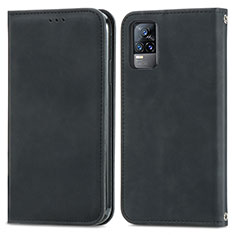 Coque Portefeuille Livre Cuir Etui Clapet S04D pour Vivo V21e 4G Noir