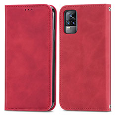 Coque Portefeuille Livre Cuir Etui Clapet S04D pour Vivo V21e 4G Rouge