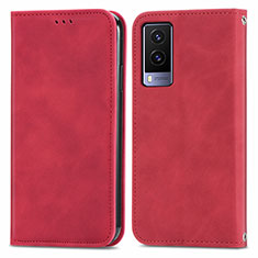 Coque Portefeuille Livre Cuir Etui Clapet S04D pour Vivo V21e 5G Rouge