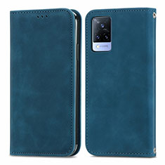 Coque Portefeuille Livre Cuir Etui Clapet S04D pour Vivo V21s 5G Bleu