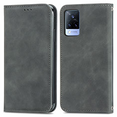 Coque Portefeuille Livre Cuir Etui Clapet S04D pour Vivo V21s 5G Gris