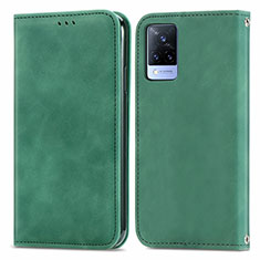 Coque Portefeuille Livre Cuir Etui Clapet S04D pour Vivo V21s 5G Vert