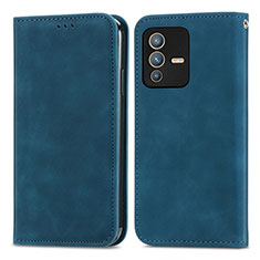 Coque Portefeuille Livre Cuir Etui Clapet S04D pour Vivo V23 5G Bleu