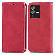 Coque Portefeuille Livre Cuir Etui Clapet S04D pour Vivo V23 5G Rouge