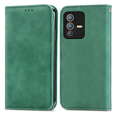 Coque Portefeuille Livre Cuir Etui Clapet S04D pour Vivo V23 5G Vert