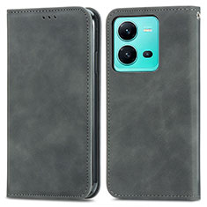 Coque Portefeuille Livre Cuir Etui Clapet S04D pour Vivo V25 5G Gris