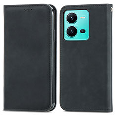 Coque Portefeuille Livre Cuir Etui Clapet S04D pour Vivo V25e Noir