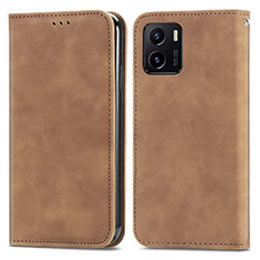 Coque Portefeuille Livre Cuir Etui Clapet S04D pour Vivo Y01 Marron