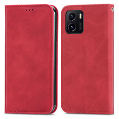 Coque Portefeuille Livre Cuir Etui Clapet S04D pour Vivo Y01A Rouge