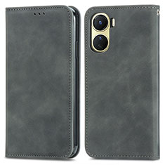 Coque Portefeuille Livre Cuir Etui Clapet S04D pour Vivo Y02S Gris