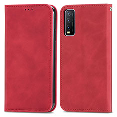 Coque Portefeuille Livre Cuir Etui Clapet S04D pour Vivo Y11s Rouge