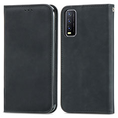 Coque Portefeuille Livre Cuir Etui Clapet S04D pour Vivo Y12A Noir