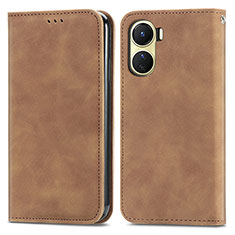 Coque Portefeuille Livre Cuir Etui Clapet S04D pour Vivo Y16 Marron