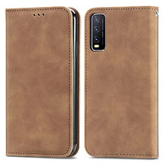 Coque Portefeuille Livre Cuir Etui Clapet S04D pour Vivo Y20s G Marron