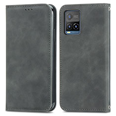 Coque Portefeuille Livre Cuir Etui Clapet S04D pour Vivo Y21 Gris