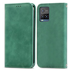 Coque Portefeuille Livre Cuir Etui Clapet S04D pour Vivo Y21 Vert