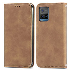 Coque Portefeuille Livre Cuir Etui Clapet S04D pour Vivo Y33s Marron