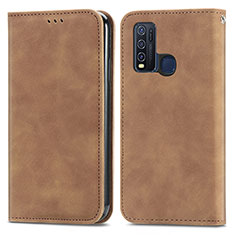 Coque Portefeuille Livre Cuir Etui Clapet S04D pour Vivo Y50 Marron