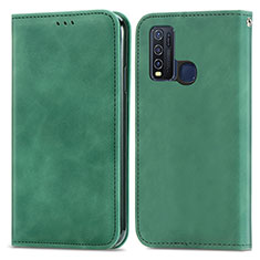 Coque Portefeuille Livre Cuir Etui Clapet S04D pour Vivo Y50 Vert