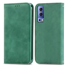 Coque Portefeuille Livre Cuir Etui Clapet S04D pour Vivo Y72 5G Vert