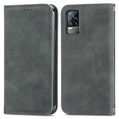 Coque Portefeuille Livre Cuir Etui Clapet S04D pour Vivo Y73 (2021) Gris