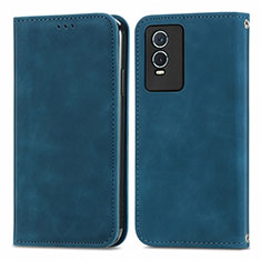 Coque Portefeuille Livre Cuir Etui Clapet S04D pour Vivo Y74s 5G Bleu