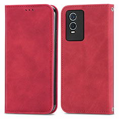 Coque Portefeuille Livre Cuir Etui Clapet S04D pour Vivo Y74s 5G Rouge