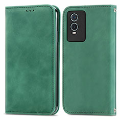 Coque Portefeuille Livre Cuir Etui Clapet S04D pour Vivo Y74s 5G Vert