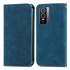 Coque Portefeuille Livre Cuir Etui Clapet S04D pour Vivo Y76 5G Bleu