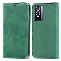 Coque Portefeuille Livre Cuir Etui Clapet S04D pour Vivo Y76 5G Vert