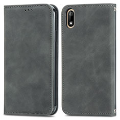 Coque Portefeuille Livre Cuir Etui Clapet S04D pour Wiko Jerry 4 Gris