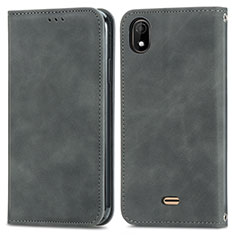 Coque Portefeuille Livre Cuir Etui Clapet S04D pour Wiko Y61 Gris