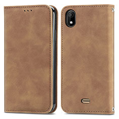 Coque Portefeuille Livre Cuir Etui Clapet S04D pour Wiko Y61 Marron